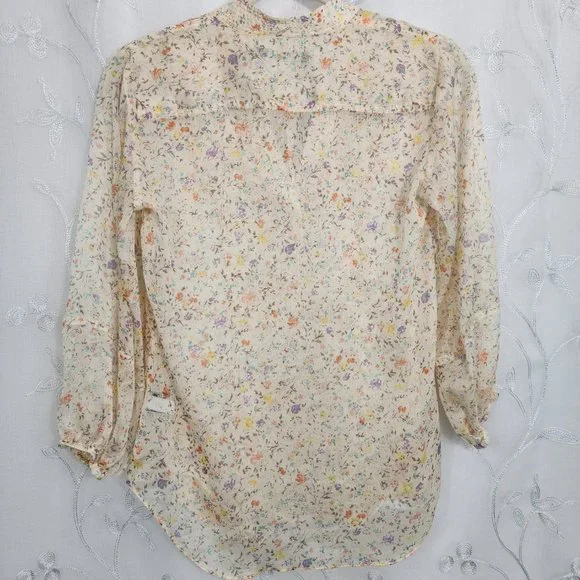 Ralph Lauren Sheer Floral Peach Tunic Style Blouse - Picture 8 of 10